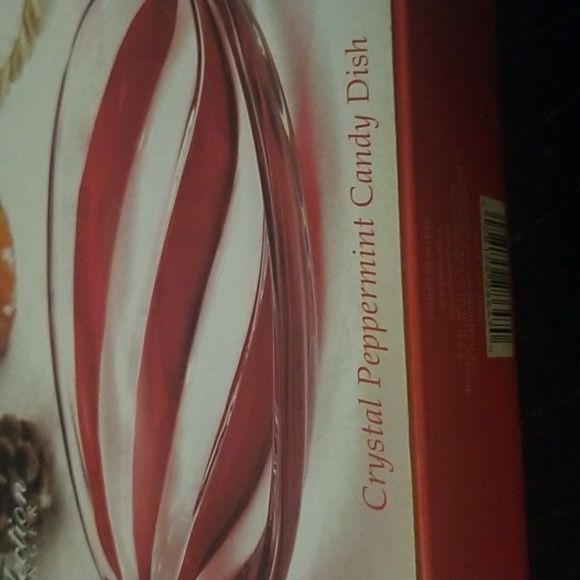 Godibger Shannon Crystal Lead Crystal Peppermint Candy Dish; Red & White;  NWOT - Picture 2 of 6